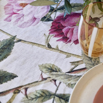 Pöytäliina Ruusutarha - Rose Flower Garden 145 x 220 cm pellava