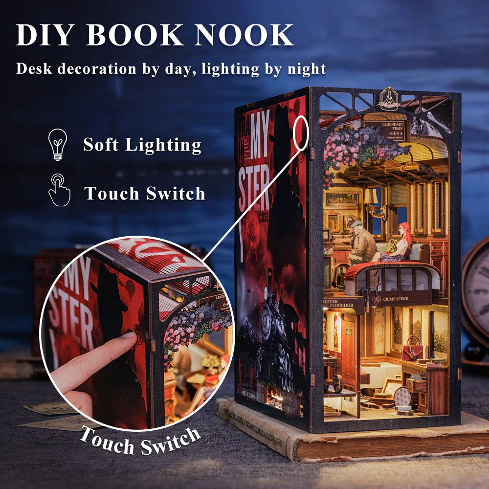 DIY Minimaailma kirjahyllyyn – Train Mystery Book Nook (sis. pölysuojan)