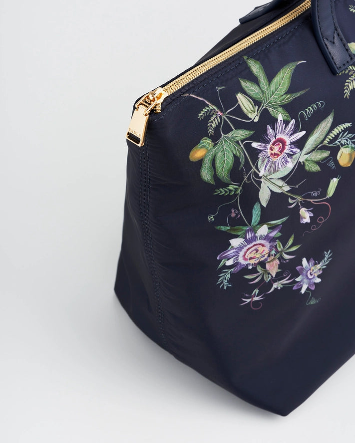 Iso käsilaukku Passion Flower tummansininen