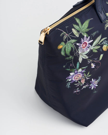 Iso käsilaukku Passion Flower tummansininen