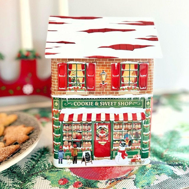 Peltipurkki Winter Cookie &amp; Sweet Shop - Talvinen keksi- ja karkkikauppa