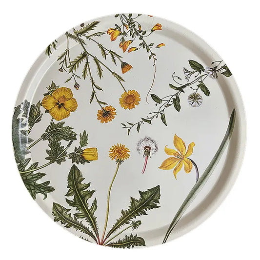 Pyöreä tarjotin Keltaiset kukat - Flora Danica 38 cm