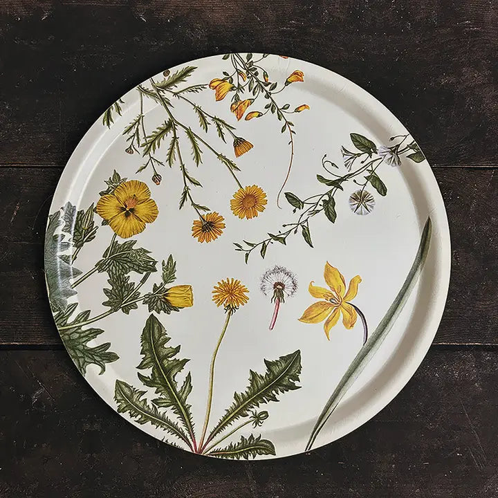 Pyöreä tarjotin Keltaiset kukat - Flora Danica 38 cm