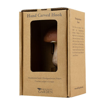 Käsin veistetty seinäkoukku sieni Herkkutatti