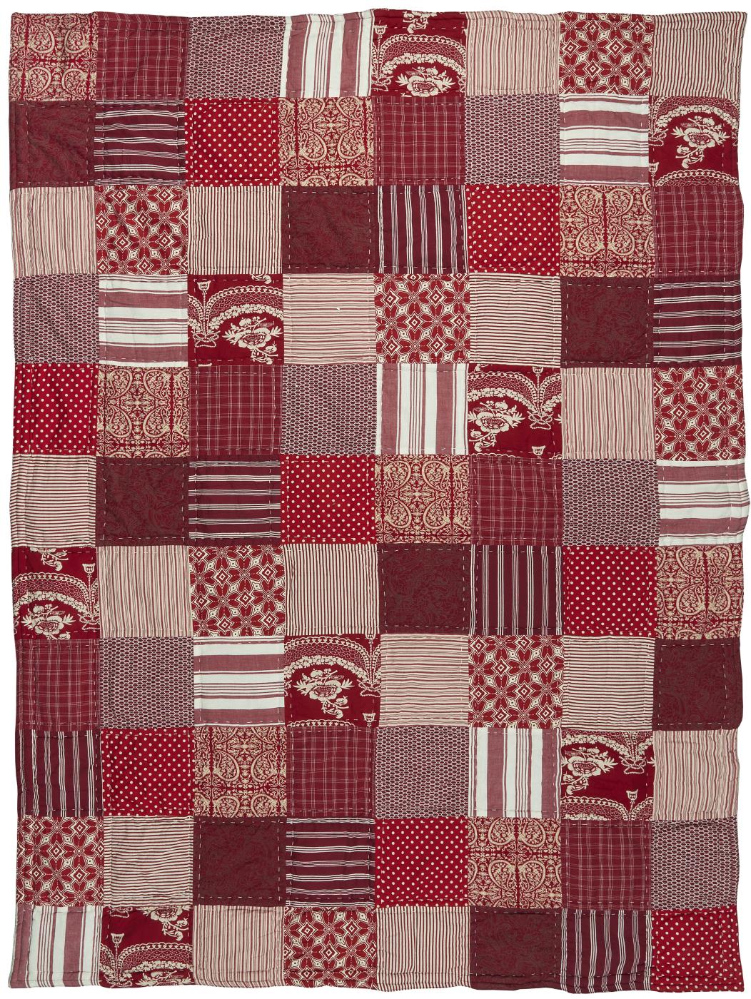 Punavalkoinen tilkkupeitto 130x180 cm