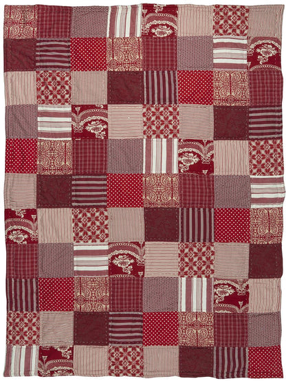 Punavalkoinen tilkkupeitto 130x180 cm