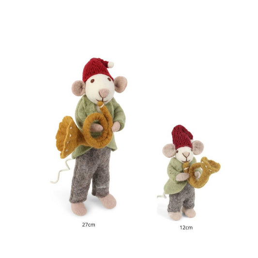 Hiiri ja trumpetti 12 cm huopakoriste