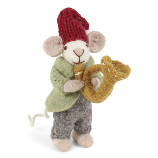 Hiiri ja trumpetti 12 cm huopakoriste