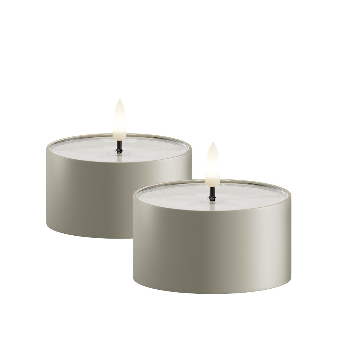 Matala Led-kynttilä / jumbotuikku ulkokäyttöön 2 kpl - Vihreänharmaa metallikuori halk. 8 cm