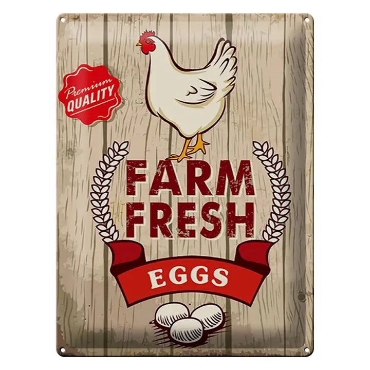 Peltikyltti Valkoinen Kana - Farm Fresh Eggs
