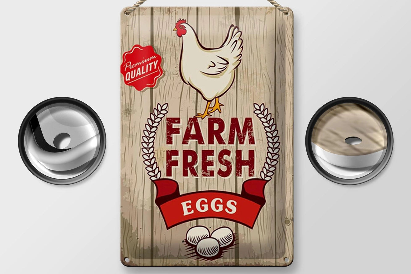 Peltikyltti Valkoinen Kana - Farm Fresh Eggs