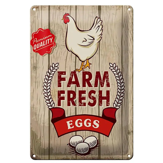 Peltikyltti Valkoinen Kana - Farm Fresh Eggs