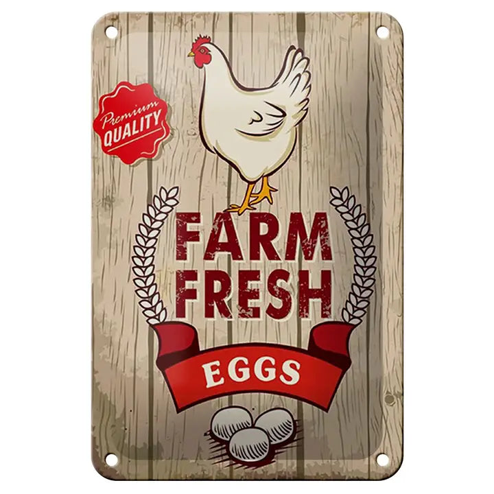 Peltikyltti Valkoinen Kana - Farm Fresh Eggs
