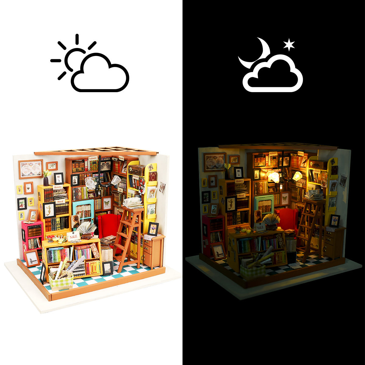 DIY Miniatyyritalo Kirjakauppa / Kirjasto - Sams Study