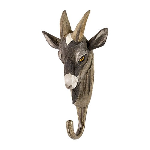 Käsin veistetty seinäkoukku Vuohi