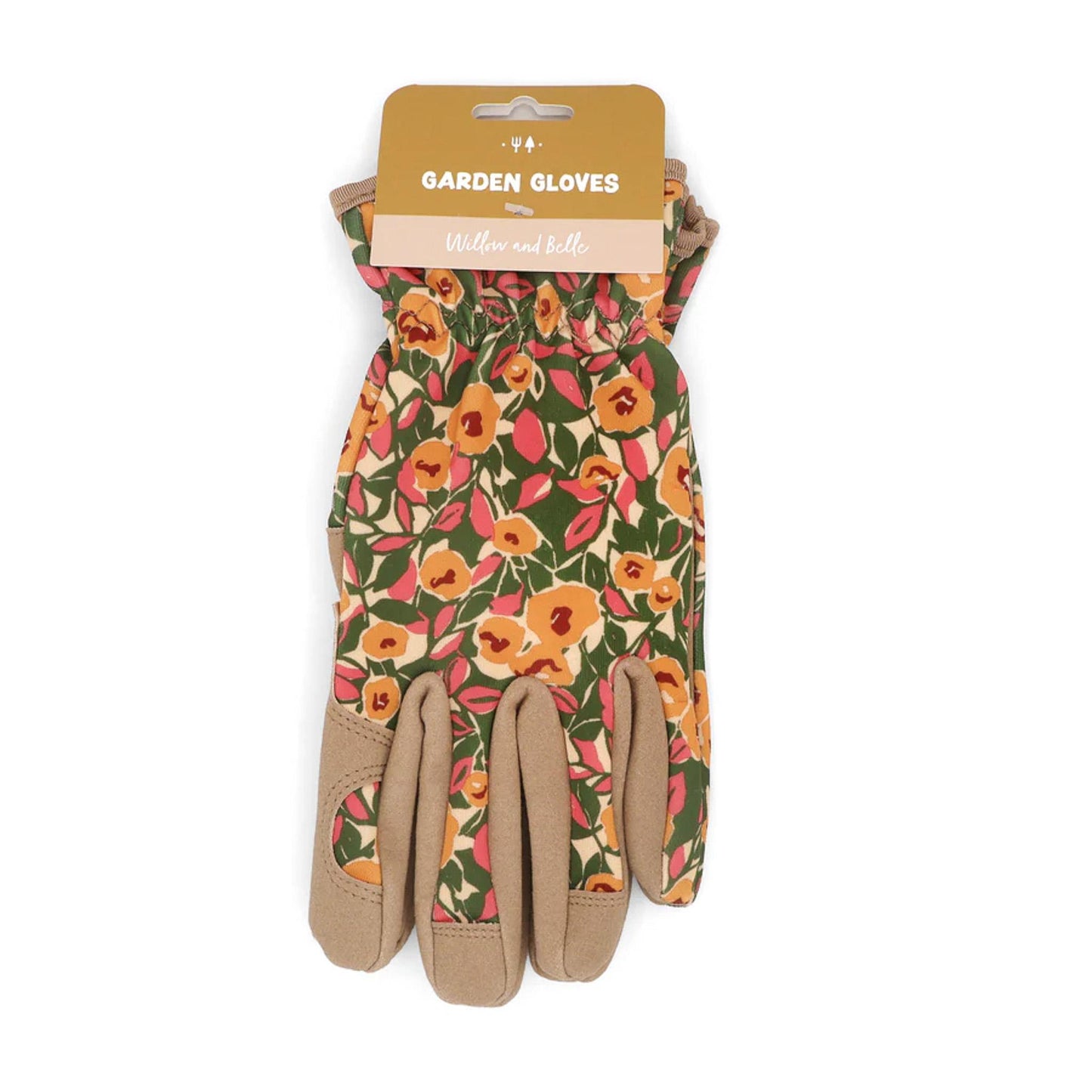 Puutarhakäsineet Floral pinkki ja keltainen