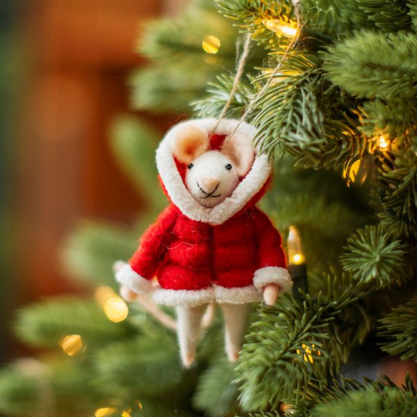 hiiri punaisessa toppatakissa joulukuusenkoriste