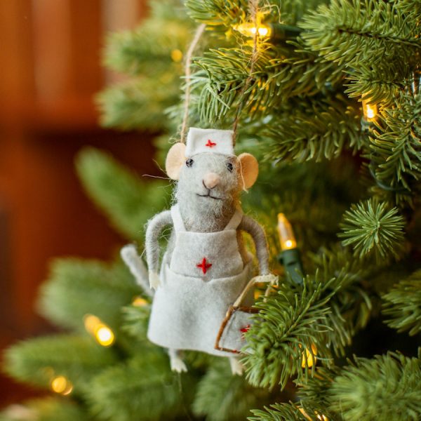 sairaanhoitaja hiiri joulukuusenkoriste