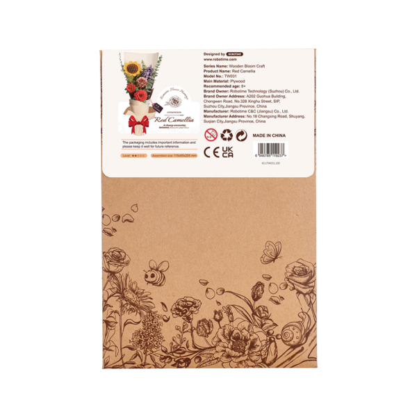 DIY Kukka Punainen kamelia - Red Camellia, Robotime - Image 3