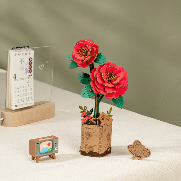 DIY Kukka Punainen kamelia - Red Camellia, Robotime - Image 2